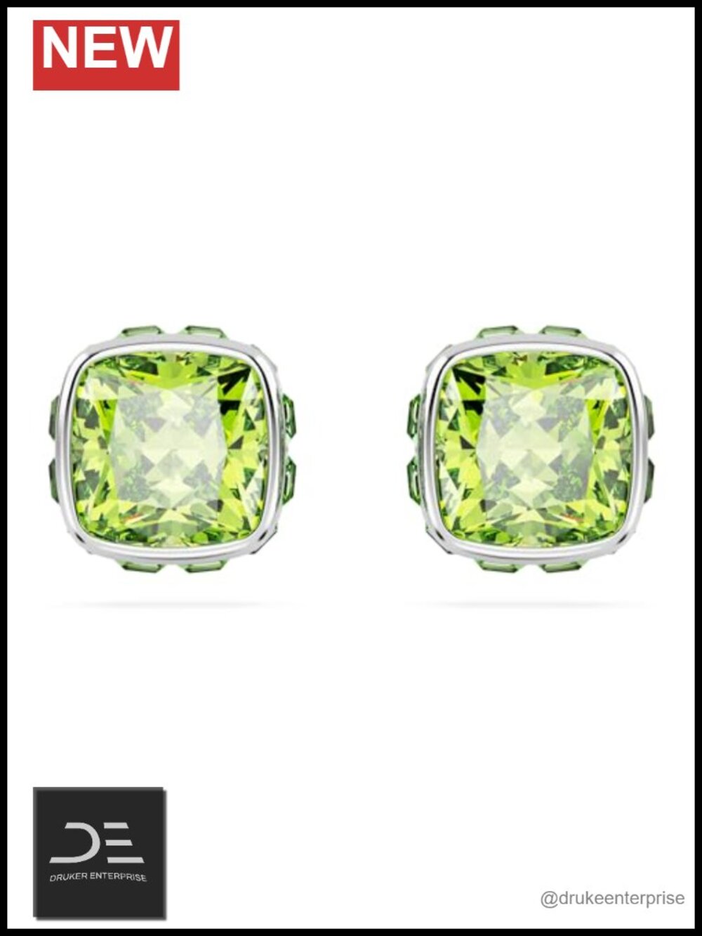 Swarovski Crystal Heart Stud Earrings Rhodium Finish August Birthstone
